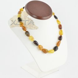 Amber necklace multicolour polished olive 